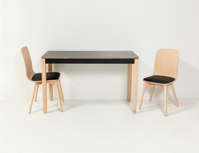 Smooth table with two chairs